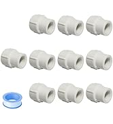 HayEastdor 10PCS 1/2 to 3/4 Inch Female to Female Threaded PVC Reducing Pipe Fittings 1/2" to 3/4...