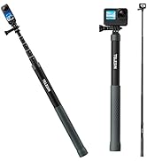TELESIN G3 Invisible Selfie Stick for GoPro Insta360 (120cm/47.2"), Waterproof Carbon Fiber Exten...