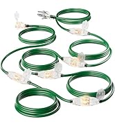 islewire 50 FT Outdoor Extension Cord with Multiple Outlets, Evenly Spaced 6 Outlets with Indicat...