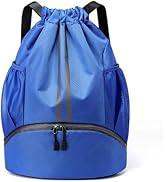 JELUTAR Drawstring Backpack Gym Bag with Shoes Compartment for Soccer, Basketball, Swim, Water-Re...