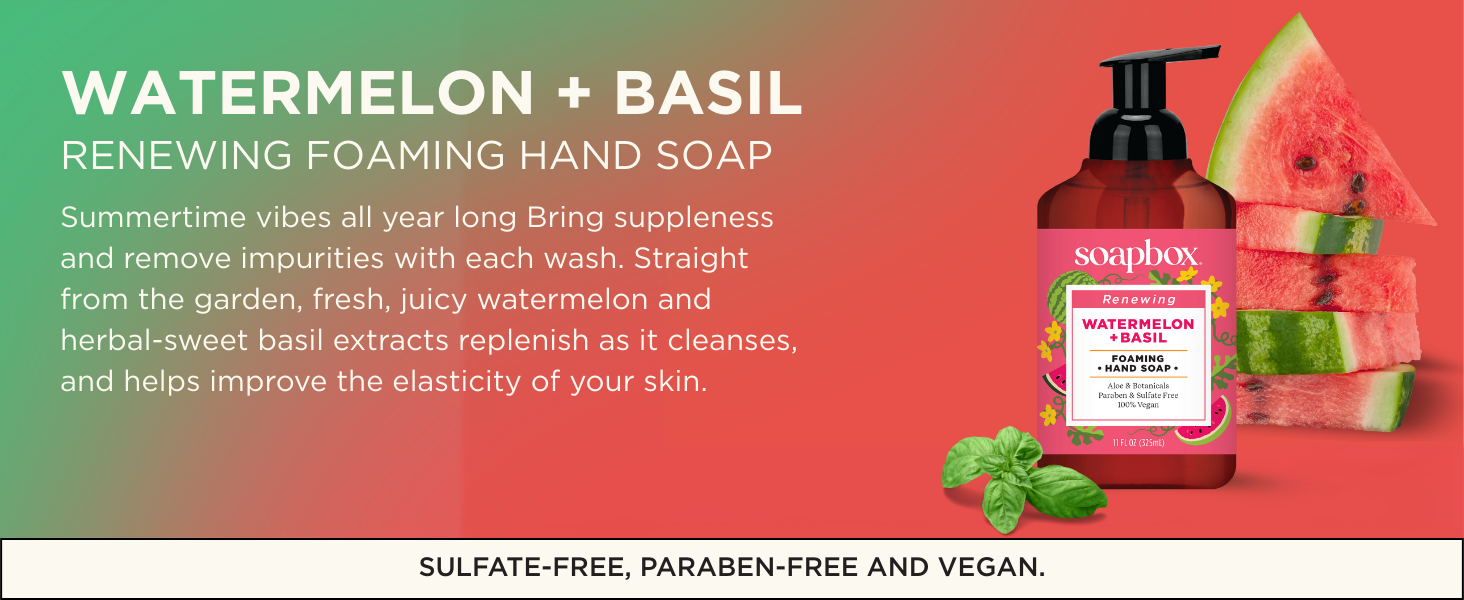 watermelon basil juicy fresh guest bathroom essentials foaming soap refill foam soap organic hand