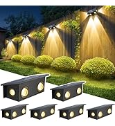 T-SUN Solar Fence Lights, 6 Pack Fence Lights Solar Powered 3000k Warm White, Ip65 Waterproof Sol...