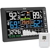 Urageuxy Weather Station Wireless Indoor Outdoor Thermometer with Digital Atomic Clock, Home Weat...