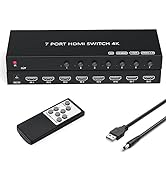 HDMI Switch 4K@60Hz, 7In 1Out HDMI Switcher Selector with IR Remote Supports Full HD 4K/1080P/3D ...