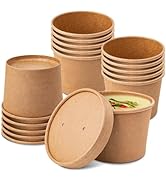 [50 Pack] Soup Containers with Lids, Disposable Containers Kraft 12oz 