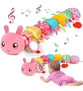 Baby Girls Toys 0-6 Month Music Animal Stuffed Caterpillar Toy for Infant 0-3 3-6 Months with Mir...