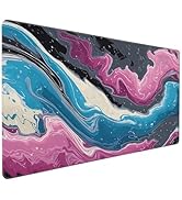 SEIFUD Gaming Mouse Pad, Abstract Fluid Design, 35.4 x 15.7 Inches, Non-Slip Rubber Base, Washabl...