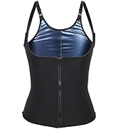 Women Waist Trainer Vest, Zipper Fitness Body Shaper Shirt Sauna Sweat Breathable Fat Burning Sha...