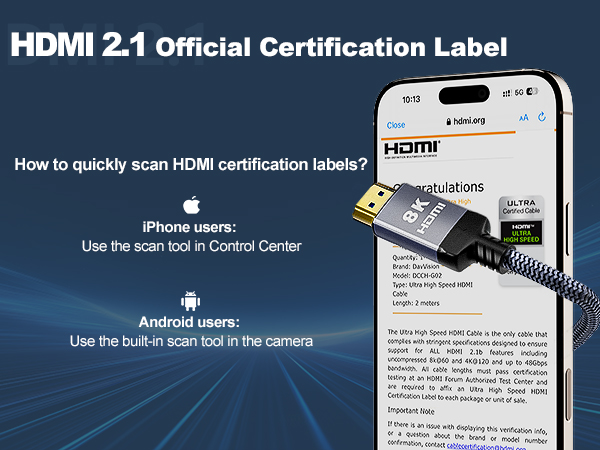10K 8K HDMI 2.1 Cable, Certified Ultra High Speed HDMI Cable,HDMI cord,hdmi to hdmi cable