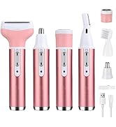 Electric Razor for Women Facial Hair Removal and 4 in 1, Bikini Trimmer Pubic Underarms Painless ...