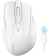 TECKNET Wireless Mouse (BT5.0/3.0 & 2.4G) Rechargeable 4800 DPI Silent Mouse 8 Buttons Bluetooth ...