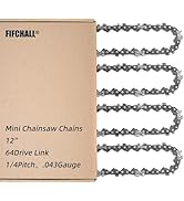 4 Pack 12 Inch Chainsaw Chain 1/4"LP Pitch .043" Gauge 64 Drive Links, Replacement Pole Saw Chain...