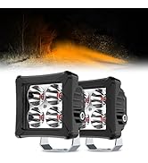 4WDKING Amber 3 Inch LED Pods Cube Lights 40W LED Off Road Work Driving Ditch Light Truck Fog Lam...