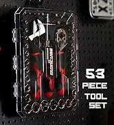 ironcube 53-Piece Socket Ratchet Wrench Set, with 20-In-1 Ratcheting Screwdriver &amp; 2-in-1 Adjusta...