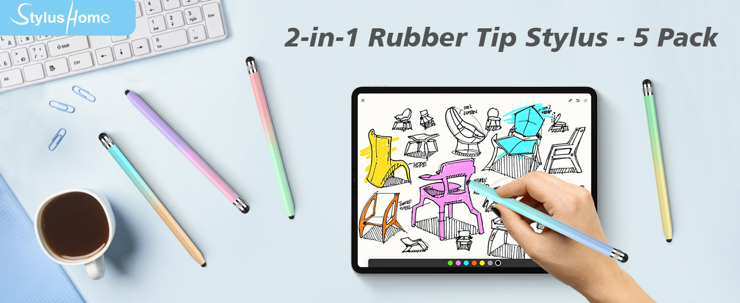 2-in-1 rubber tip stylus for touch screens