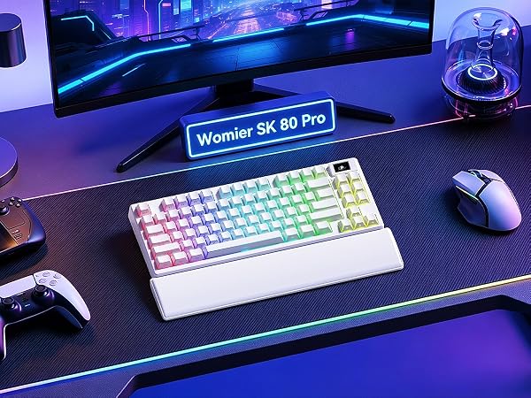 Womier 75% Wireless Mechanical Keyboard with Color Multimedia Screen Creamy PC Gaming Keyboard