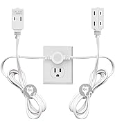 Twin Extension Cord Power Strip - 12 Feet Cord - 6 feet on Each Side - Flat Head (Wall Hugger) Ou...