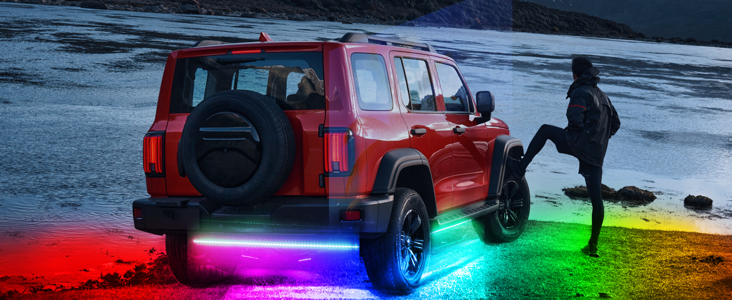 4Pcs Aluminum Underglow Neon Accent Strip Lights 396 LEDs Dream Color