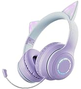 Docooler Cat Ear Headphone, Foldable Bluetooth5.3 Over-Ear Headphone with 40mm Shocking Bass, Bui...