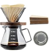 Mongdio Pour Over Coffee Maker, 20 oz High-Heat Borosilicate Glass Coffee Maker with 100pcs V60 P...