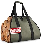 Firewood Carrier Tote Bag with Handles - Foldable Log Holder with Reinforced Edges, 39.4