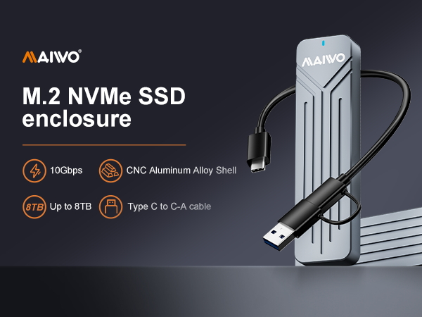 M.2 NVMe SSD Enclosure USB3.2 GEN2 10Gbps