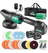 BATOCA S2 Cordless Polisher, Car Buffer Polisher with 2pcs 5Ah Batteries, LCD Screen Display, 200...