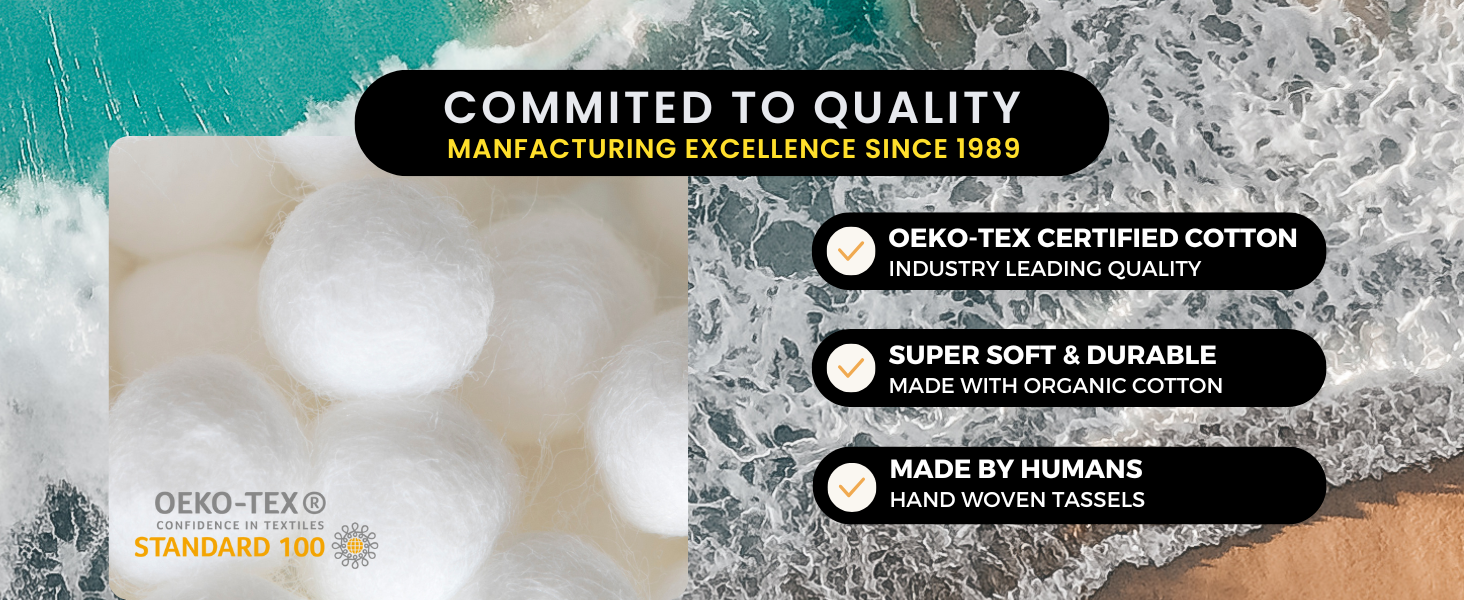 OEKO-TEX certified organic cotton towels, handmade with quality and sustainability in mind.