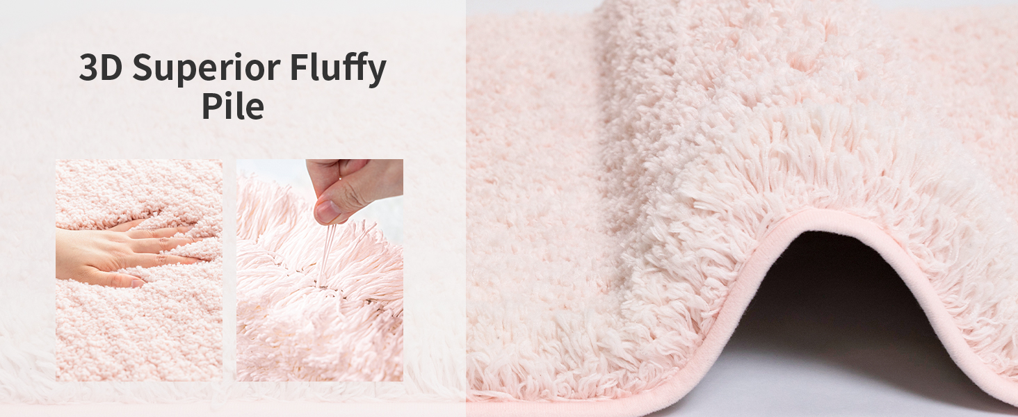 Fluffy soft pink bathroom rug