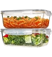 Vtopmart 2Pack 1860ml/ 63oz Large Glass Storage Containers with Lids, Meal Prep Food Container Se...