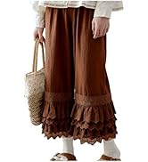 Fairy Grunge Women Y2k Lace Tiered Ruffle Renaissance Maxi Skirt Pants Cute Vintage Whimsy Twee 2...