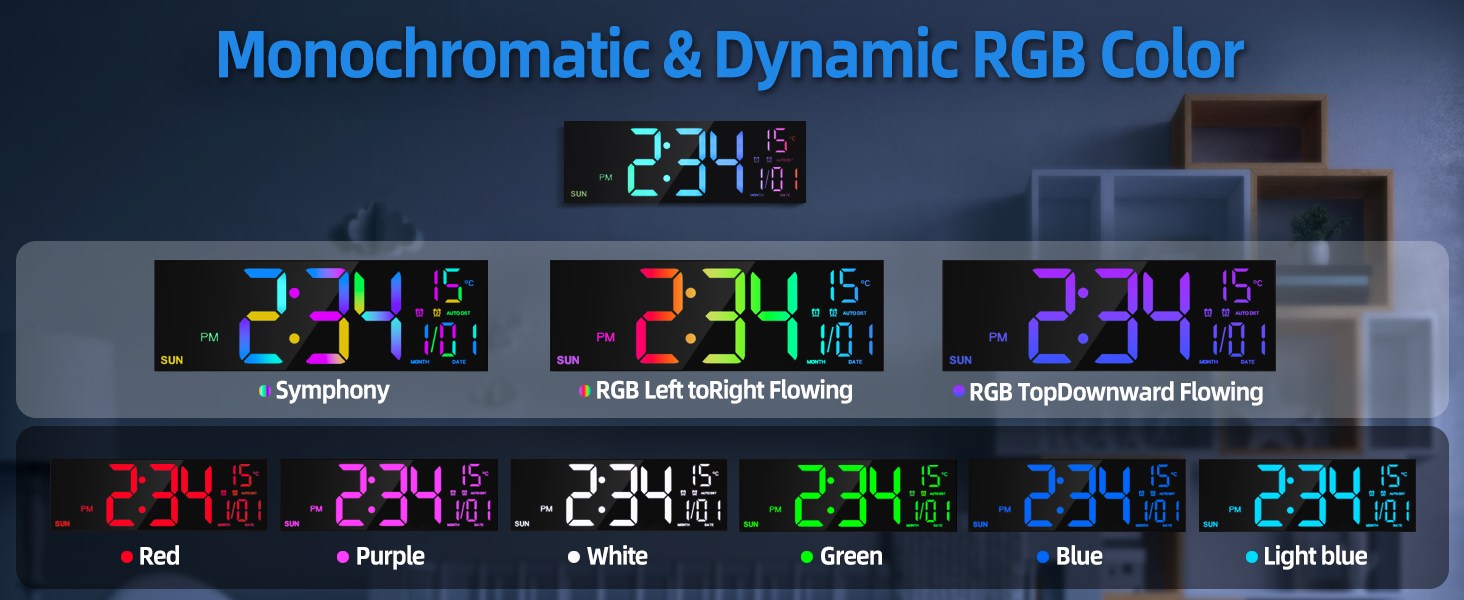 24 hour modern silent big extra large led display digital wall gym clocks