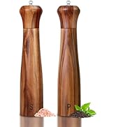2 Pack 10 Inch Acacia Wooden Salt and Pepper Grinder Set, Manual Salt and Pepper Mills, Salt Grin...