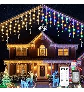 Icicle Lights Outdoor, 40Ft. 432 LED Color Changing Christmas Lights with 81 Drops, Dimmable Twin...