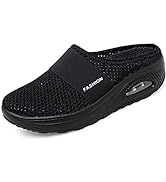 Diabetic Air-Cushion Slip-On Walking Shoes, Orthopedic Diabetic Slippers, with Arch-Support for W...
