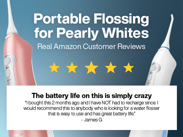 Aquasonic Aqua Flosser - Professional Rechargeable Water Flosser with 4 Tips - Oral Irrigator 