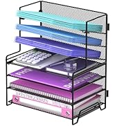 Reeplan 7 Tier Desk File Organizer, Letter Tray Paper Organizer, Metal Desktop Organizers and Acc...
