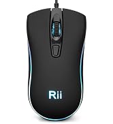 Rii RM105 Wired Mouse,Computer Mouse with Colorful RGB Backlight,Comfortable Grip Ergonomic Optic...