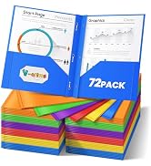 V-Opitos 72 Packs 2 Pocket Folders with 3 Prongs Fastener Clasps, Bulk Heavy Duty Plastic Folders...
