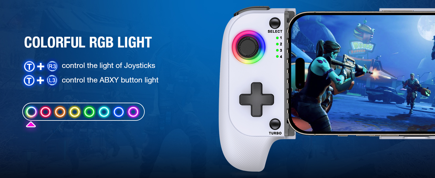 phone controller for iphone with Colorful Lighting &amp;amp;amp;amp; Upgraded Joysticks