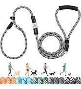 Lukovee Slip Lead Dog Leash, 5-7 FT x 1/2" Adjustable Tangle Free Leash, Heavy Duty Comfortable R...
