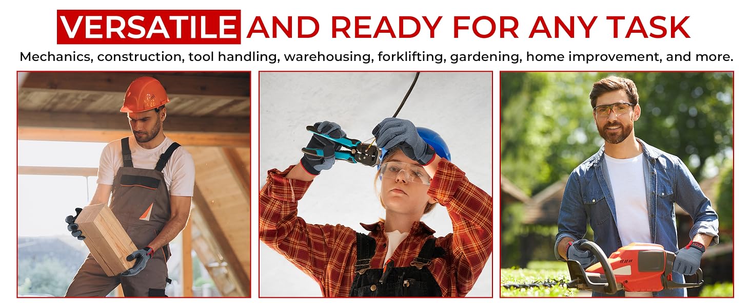 HANDLANDY Work Gloves for Men &amp;amp; Women, Utility Mechanic Working Gloves Touch Screen