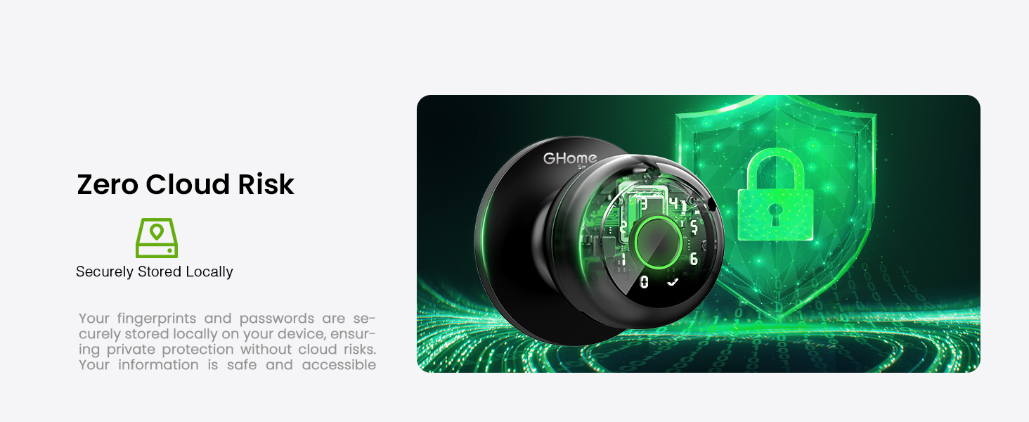 ghome smart door knob for family secure lock fingerprint