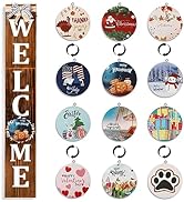 ECOGREDA Welcome Sign for Front Porch– 47inch,Wooden Interchangeable Vertical Home Wall Decor,Sta...