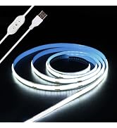 XINGZHI 5V USB LED Strip Lights 3.28FT, 3Key COB LED Light Strip White, Short LED Strip Light, Fl...