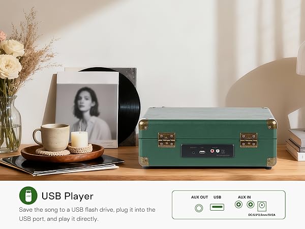 Record Player Portable with Bluetooth Connection USB Playback