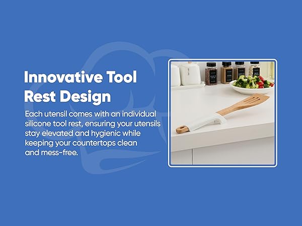 Wooden Cooking Utensils Set White 