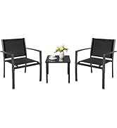 Devoko 3 Pieces Patio Furniture Set Outdoor Textilene Bistro Set Modern Porch Furniture Patio Cha...