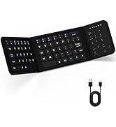 LAMA Foldable Bluetooth Keyboard, Folding Wireless Keyboard with Trackpad and Numeric Keypad, Por...