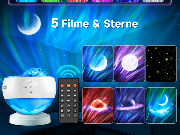 Galaxy projector northern lights has 15 SOOTHING SOUNDS 15White Noise